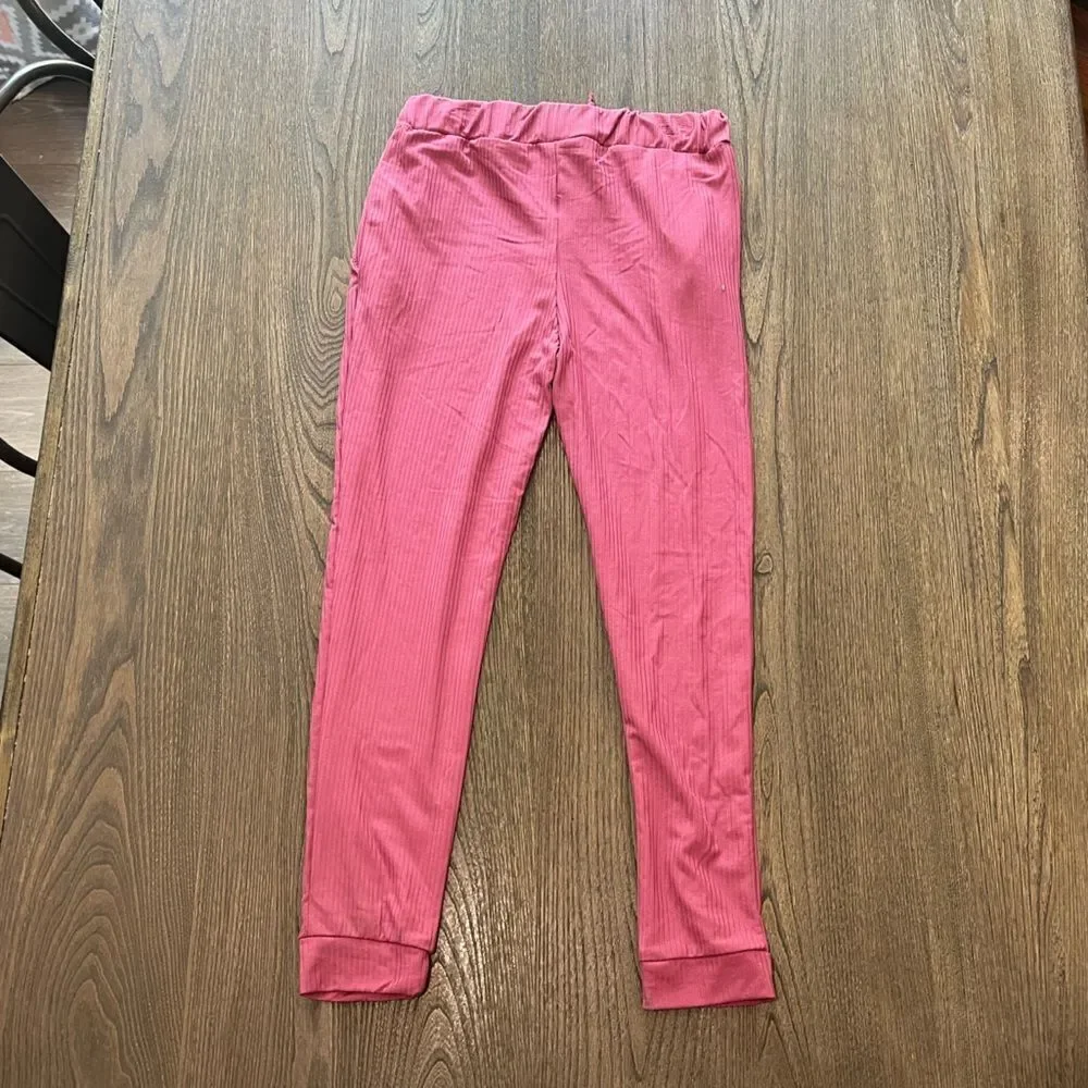 NWOT Sophia and Lilly Ribbed Comfy Pink Joggers Size 10/12